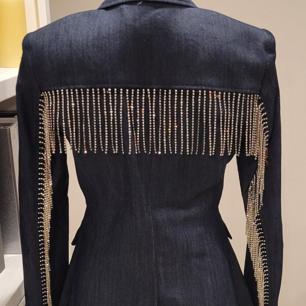 Cinq à Sept Denim Blazer with Rhinestones